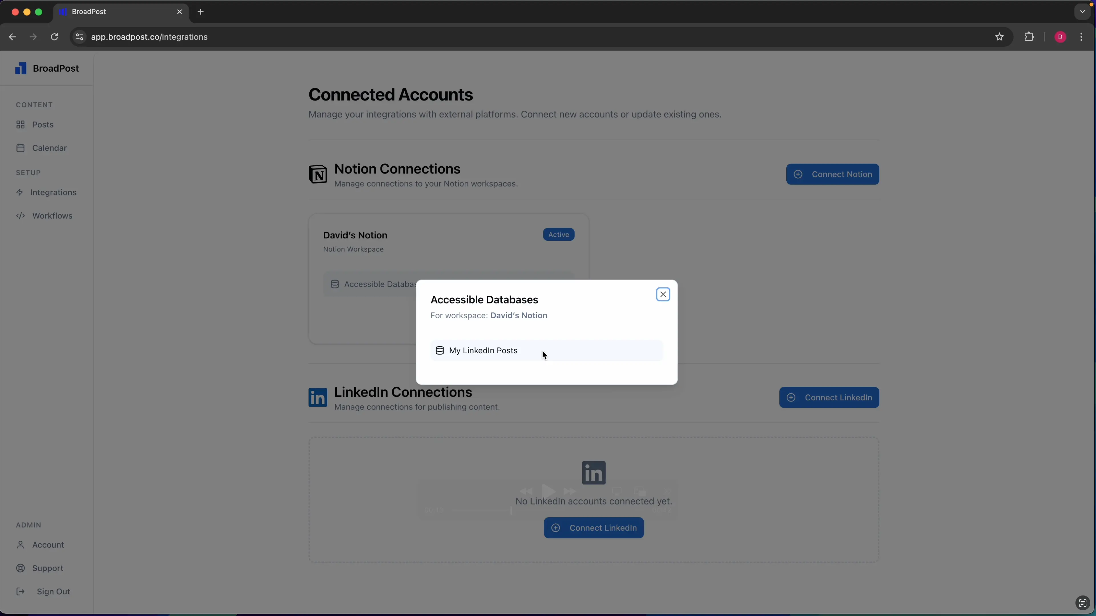 Viewing Notion databases in BroadPost